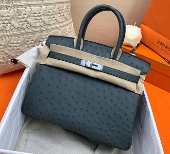 Kitlife Hermes Birkin Ostrich Marine Green Leather - 25/30/35cm