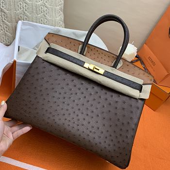 	 Kitlife Hermes Birkin Ostrich Brown Leather Gold Hardware - 25/30/35cm