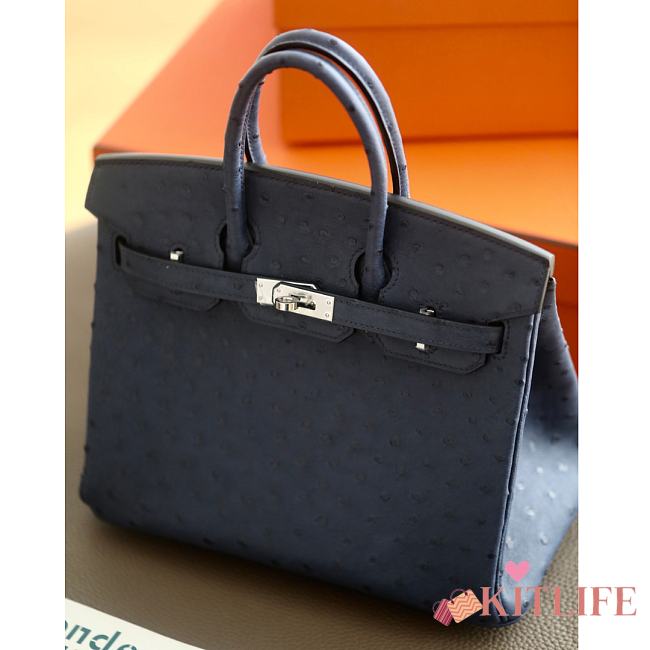 	 Kitlife Hermes Birkin Ostrich Deep Blue Leather - 25/30/35cm - 1