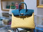 	 Kitlife Hermes Birkin Ostrich and Crocodile Yellow/Blue Leather - 25/30/35cm - 1