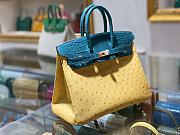 	 Kitlife Hermes Birkin Ostrich and Crocodile Yellow/Blue Leather - 25/30/35cm - 2