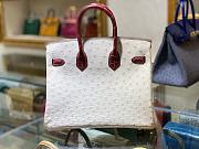 	 Kitlife Hermes Birkin Ostrich and Crocodile White/Burgundy Leather Gold Hardware - 25/30/35cm - 3