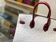 	 Kitlife Hermes Birkin Ostrich and Crocodile White/Burgundy Leather Gold Hardware - 25/30/35cm - 5