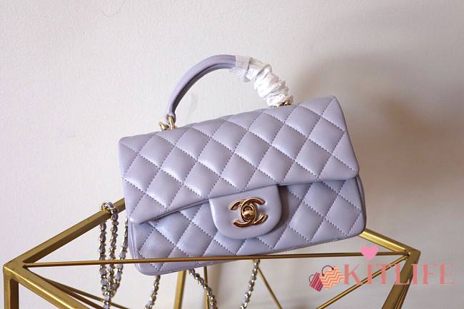 Kitlife Chanel CF Handle Purple Flap Bag - 13x20x9cm - 1