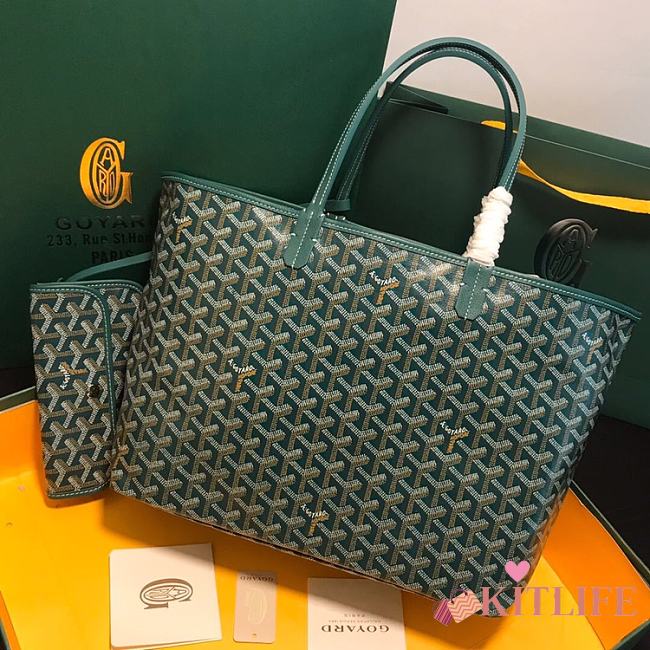 Kitlife Goyard Saint Louis PM Green tote bag - 28 cm x 15 cm x 34 cm - 1