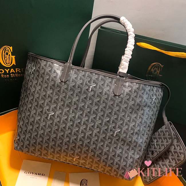 Kitlife Goyard Saint Louis PM Grey tote bag - 28 cm x 15 cm x 34 cm - 1