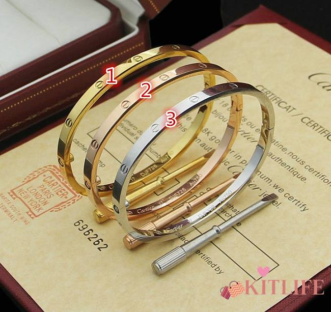 Ktilife Cartier Love Bracelet Small Model - 3.65mm - gold/silver/rose gold  - 1