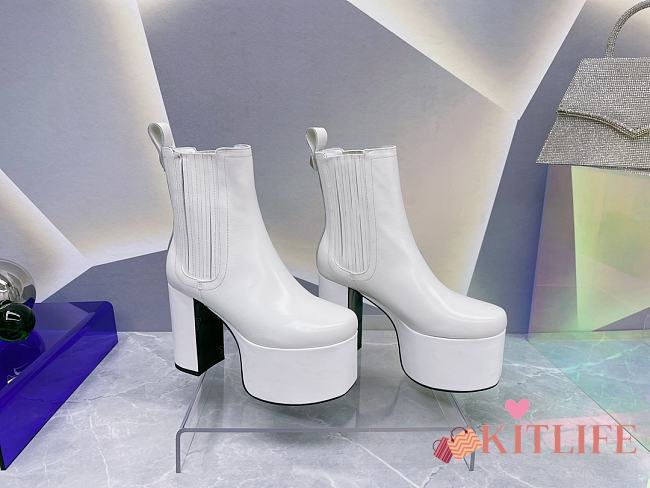 	 KITLIFE VALENTINO GARAVANI CLUB PLATFORM ANKLE BOOT IN CALFSKIN LEATHER 125MM WHITE - 1