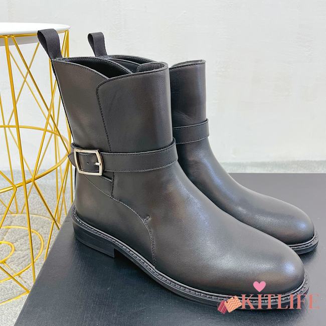 Kitlife YSL Short Ankle Black Leather Boots - 1
