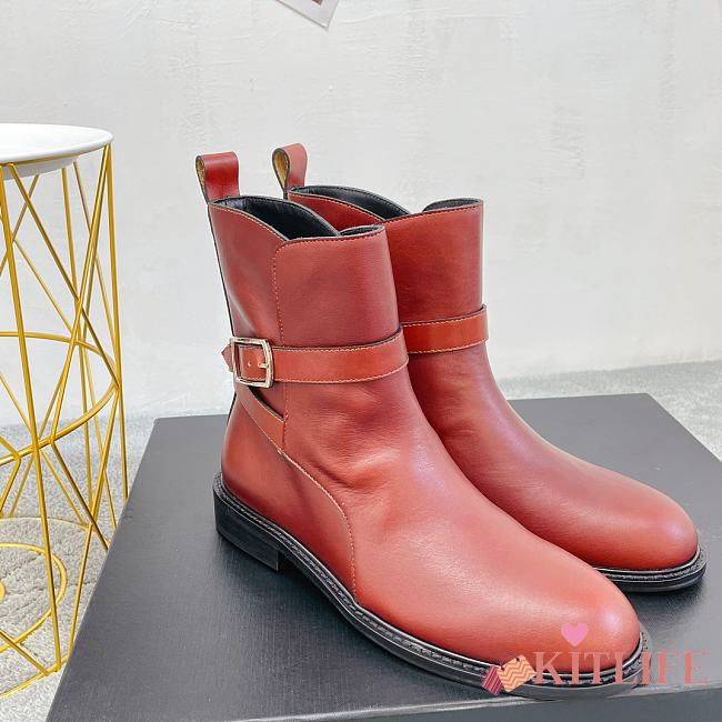	 Kitlife YSL Short Ankle Red Leather Boots - 1