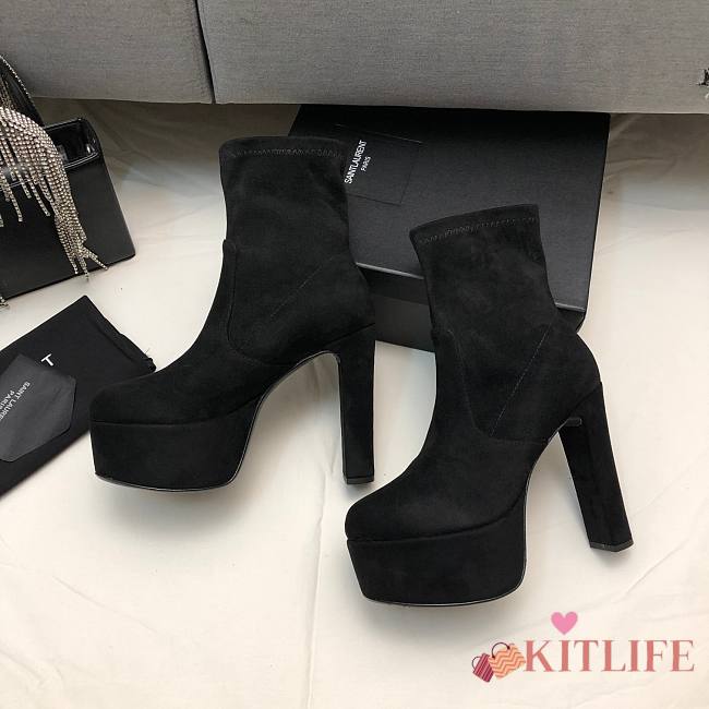 Kitlife YSL Suede Billy Platform Black Boots - 1