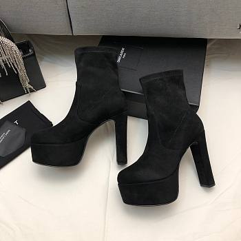 Kitlife YSL Suede Billy Platform Black Boots