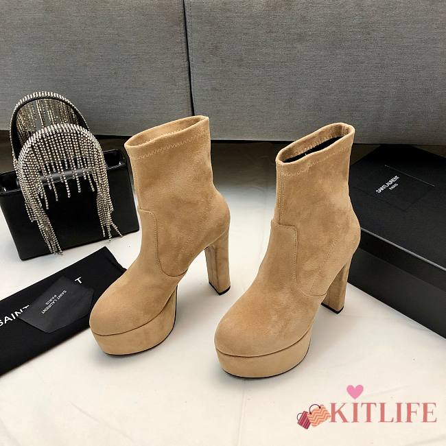 	 Kitlife YSL Suede Billy Platform Beige Boots - 1