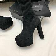 	 Kitlife YSL Suede Billy Platform Black High Knee Boots - 5
