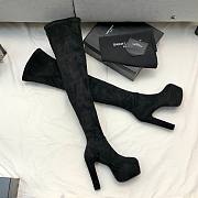 	 Kitlife YSL Suede Billy Platform Black High Knee Boots - 4
