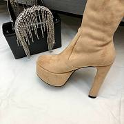	 Kitlife YSL Suede Billy Platform Beige High Knee Boots - 4
