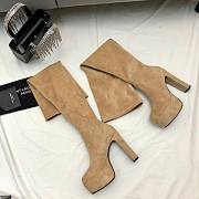 	 Kitlife YSL Suede Billy Platform Beige High Knee Boots - 3