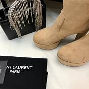 	 Kitlife YSL Suede Billy Platform Beige High Knee Boots - 2