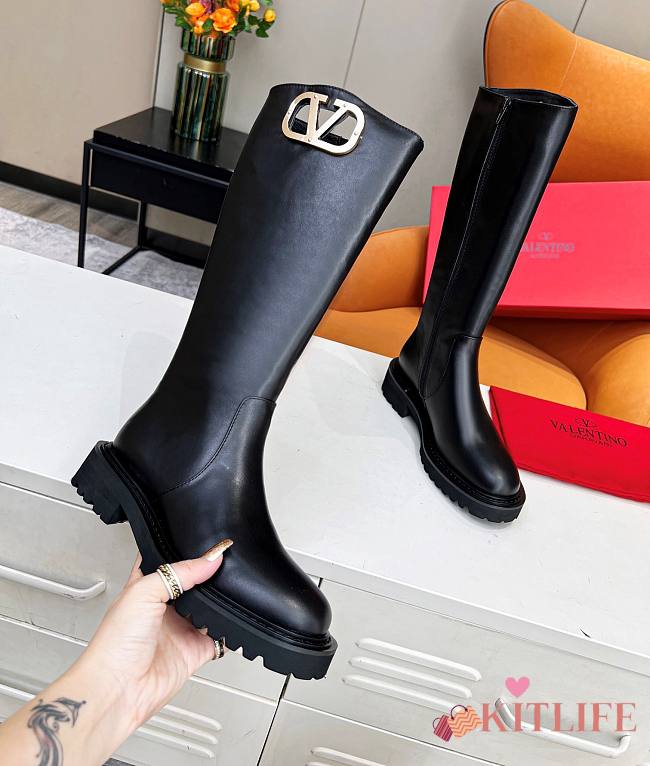 Kitlife Valentino Vlogo Boots Black Leather - 1