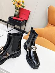 Kitlife Valentino Vlogo Chelsea Shiny Leather Black Boots - 4