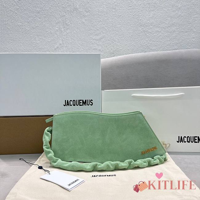 Kitlife Jacquemus La Vague mint suede shoulder bag - 33x14.5x6cm - 1