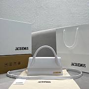 Kitlife Jacquemus Le Chiquito Long white leather top handle bag - 21x10x6cm - 1