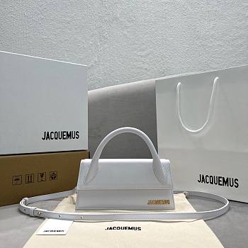 Kitlife Jacquemus Le Chiquito Long white leather top handle bag - 21x10x6cm