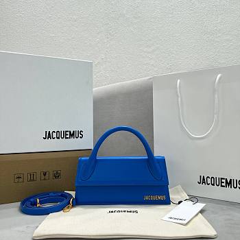 	 Kitlife Jacquemus Le Chiquito Long blue leather top handle bag - 21x10x6cm