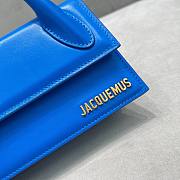 	 Kitlife Jacquemus Le Chiquito Long blue leather top handle bag - 21x10x6cm - 4