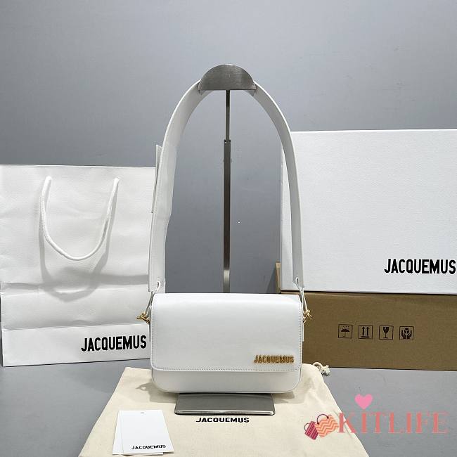	 Kitlife Jacquemus White Le Carinu Leather Shoulder Bag - 19x13x3.5cm - 1