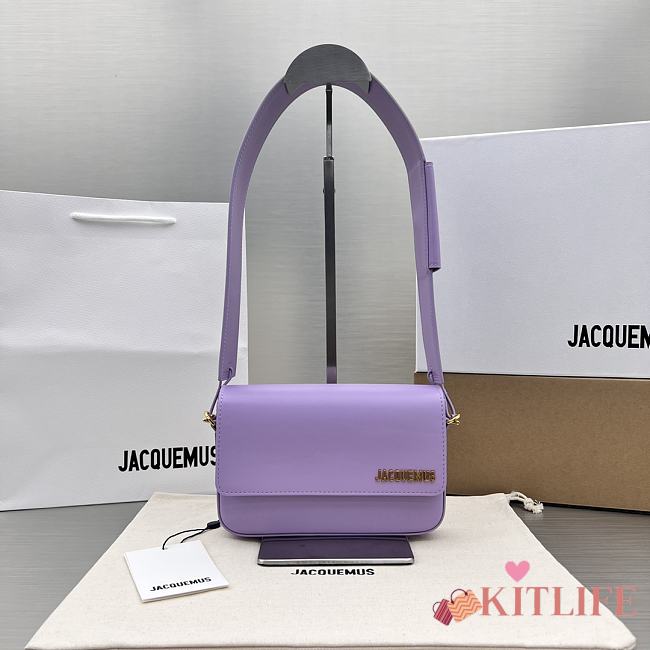 	 Kitlife Jacquemus Purple Le Carinu Leather Shoulder Bag - 19x13x3.5cm - 1