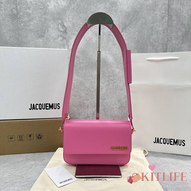 	 Kitlife Jacquemus Light Pink Le Carinu Leather Shoulder Bag - 19x13x3.5cm - 1