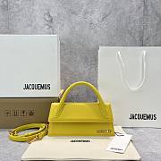 Kitlife Jacquemus Le Chiquito Long yellow leather top handle bag - 21x10x6cm - 1