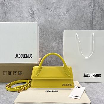 Kitlife Jacquemus Le Chiquito Long yellow leather top handle bag - 21x10x6cm