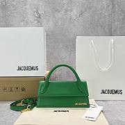 Kitlife Jacquemus Le Chiquito Long green leather top handle bag - 21x10x6cm - 1