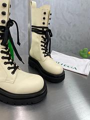 Kitlife Bottega Veneta Lug Laced Up Boots Beige Calfskin Leather - 3