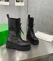 	 Kitlife Bottega Veneta Lug Laced Up Boots Black Calfskin Leather - 1