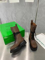 	 Kitlife Bottega Veneta Lug Laced Up Boots Brown Calfskin Leather - 5