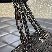 KITLIFE VALENTINO BLACK CHAIN AND RHINESTONE EMBROIDERED ONE-STUD SMALL BAG - W19xH14xD11 cm - 5
