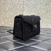 KITLIFE VALENTINO BLACK CHAIN AND RHINESTONE EMBROIDERED ONE-STUD SMALL BAG - W19xH14xD11 cm - 4