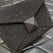 KITLIFE VALENTINO BLACK CHAIN AND RHINESTONE EMBROIDERED ONE-STUD SMALL BAG - W19xH14xD11 cm - 3
