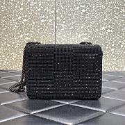 KITLIFE VALENTINO BLACK CHAIN AND RHINESTONE EMBROIDERED ONE-STUD SMALL BAG - W19xH14xD11 cm - 2