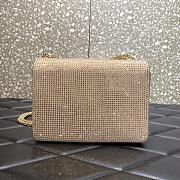 	 KITLIFE VALENTINO BEIGE CHAIN AND RHINESTONE EMBROIDERED ONE-STUD SMALL BAG - W19xH14xD11 cm - 3