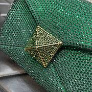 	 KITLIFE VALENTINO GREEN CHAIN AND RHINESTONE EMBROIDERED ONE-STUD SMALL BAG - W19xH14xD11 cm - 4