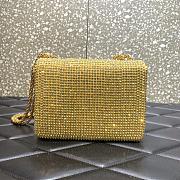 	 KITLIFE VALENTINO YELLOW CHAIN AND RHINESTONE EMBROIDERED ONE-STUD SMALL BAG - W19xH14xD11 cm - 5