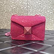 	 KITLIFE VALENTINO PINK CHAIN AND RHINESTONE EMBROIDERED ONE-STUD SMALL BAG - W19xH14xD11 cm - 1
