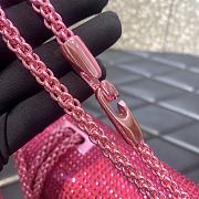 	 KITLIFE VALENTINO PINK CHAIN AND RHINESTONE EMBROIDERED ONE-STUD SMALL BAG - W19xH14xD11 cm - 3