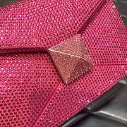 	 KITLIFE VALENTINO PINK CHAIN AND RHINESTONE EMBROIDERED ONE-STUD SMALL BAG - W19xH14xD11 cm - 4