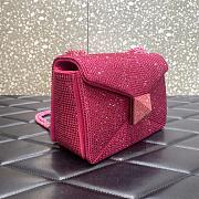	 KITLIFE VALENTINO PINK CHAIN AND RHINESTONE EMBROIDERED ONE-STUD SMALL BAG - W19xH14xD11 cm - 5