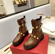 Kitlife Valentino Garavani Roman Stud leather brown boots - 1